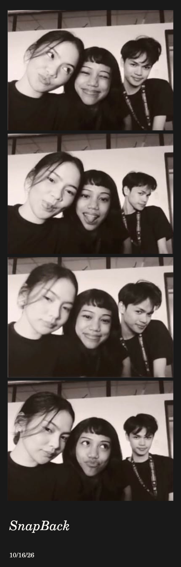 Black strip with four sample photos