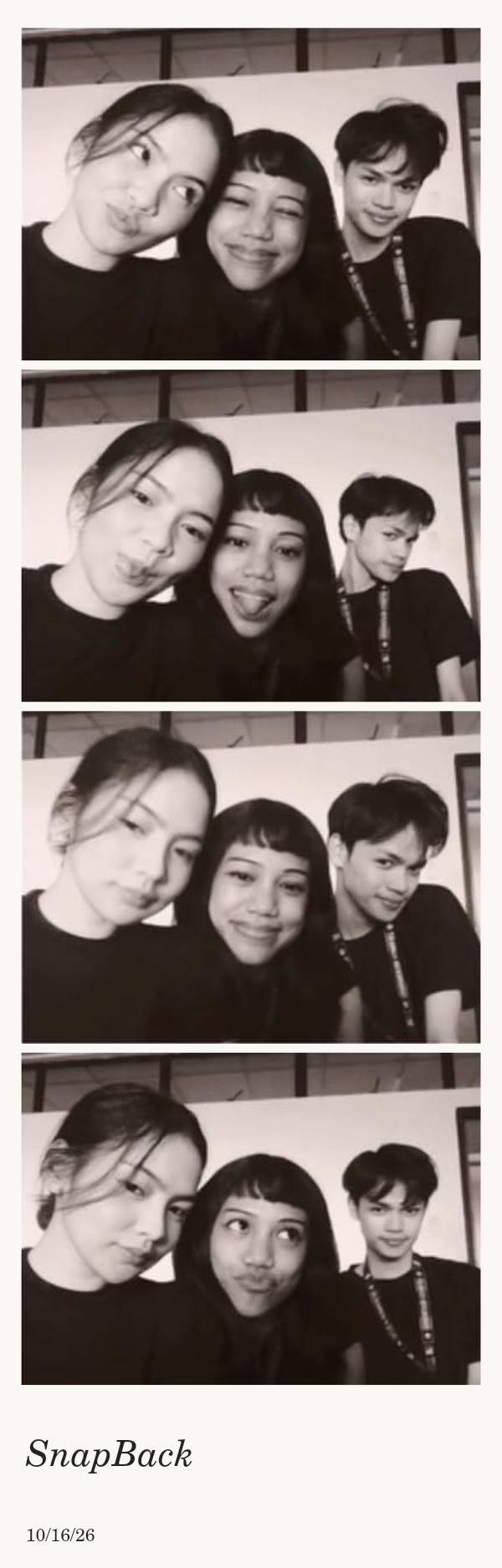 White strip with four sample photos